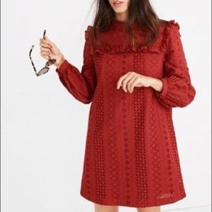 Madewell - Eyelet Mockneck Ruffle Dress